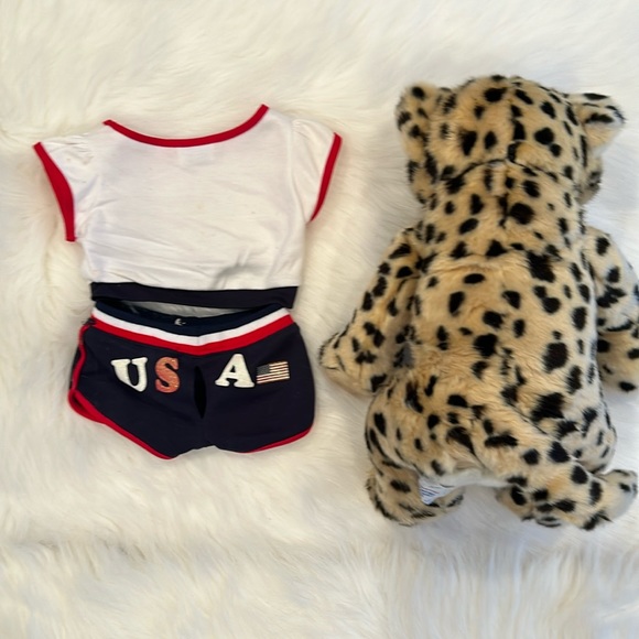 EUC 2007 Build A Bear BAB Cheetah Plush Stuffed Toy in USA Olympic Outfit - Picture 3 of 16